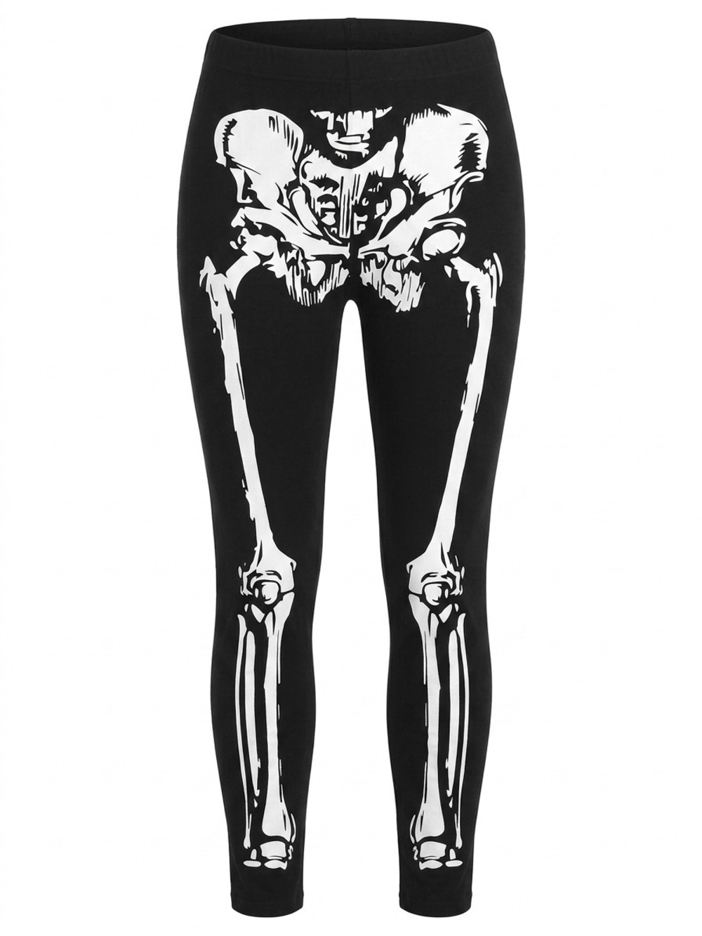 Spirit Black Leggings with White Skeleton Graphic